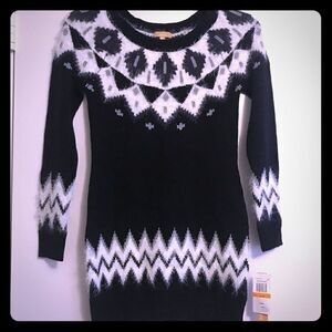 Takara Sweater Dress with Geometric Trim